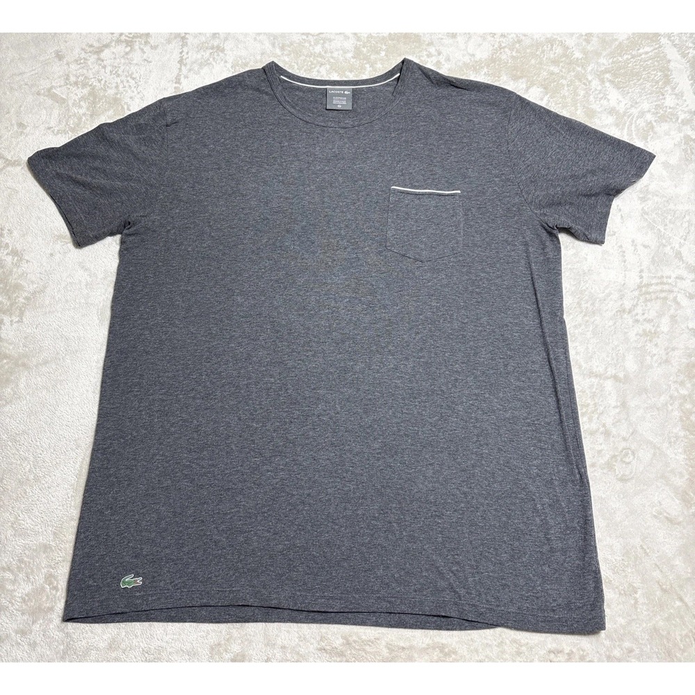 Lacoste Sleep Shirt Men's Gray T Shirt Size XL Croc Alligator Logo Pocket